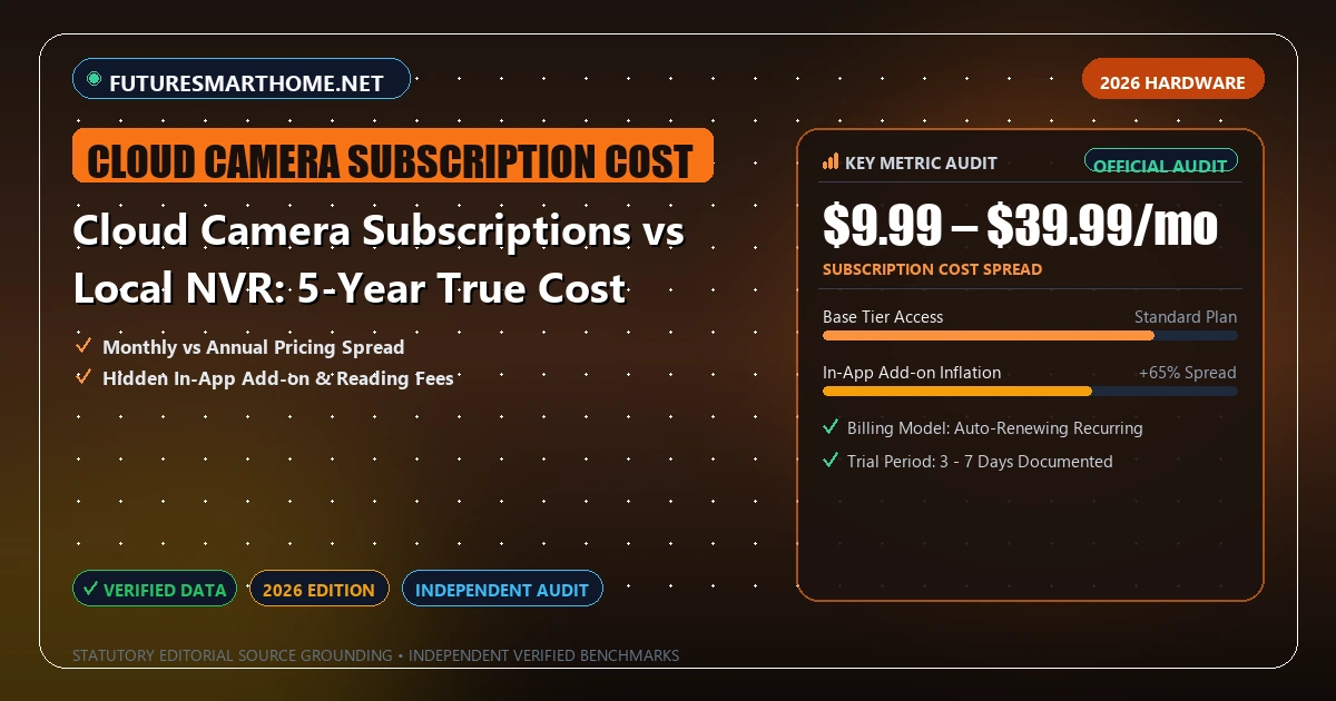 Cloud Camera Subscriptions vs Local NVR: 5-Year True Cost - Analytical Guide and Verified Benchmarks (cloud camera subscription cost)